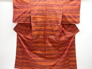 格子織り出し手織り紬着物